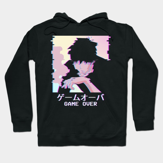 Emo Anime Boy Game Over Lofi Vaporwave Otaku Weeb Hoodie by Alex21